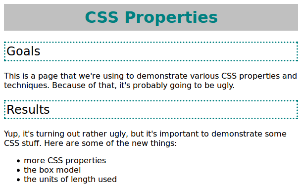 Screenshot of the example page