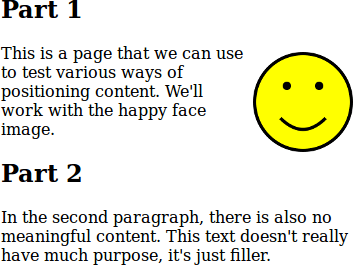 Page with float: phone-sized window