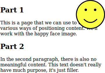 Page with positioning: phone-sized window