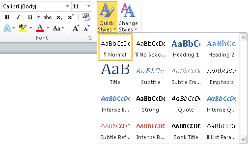 MS Word tools for visual formatting (left) and semantic formatting (right)